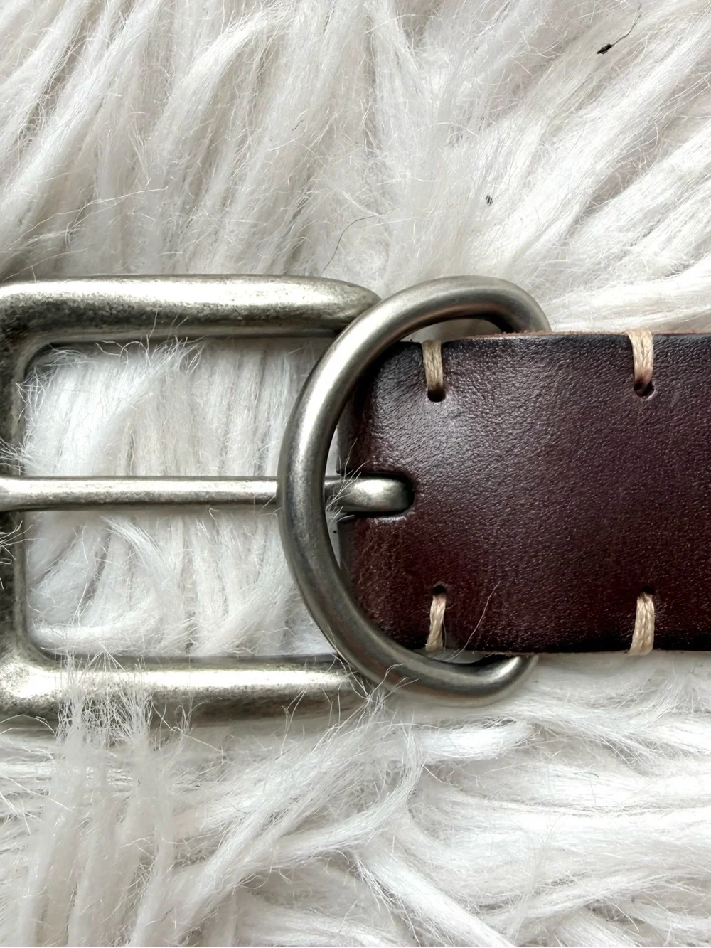 Lucky Brand Brown Leather D-Ring Belt Size 38 Western Cowboy Silver Tone NWT